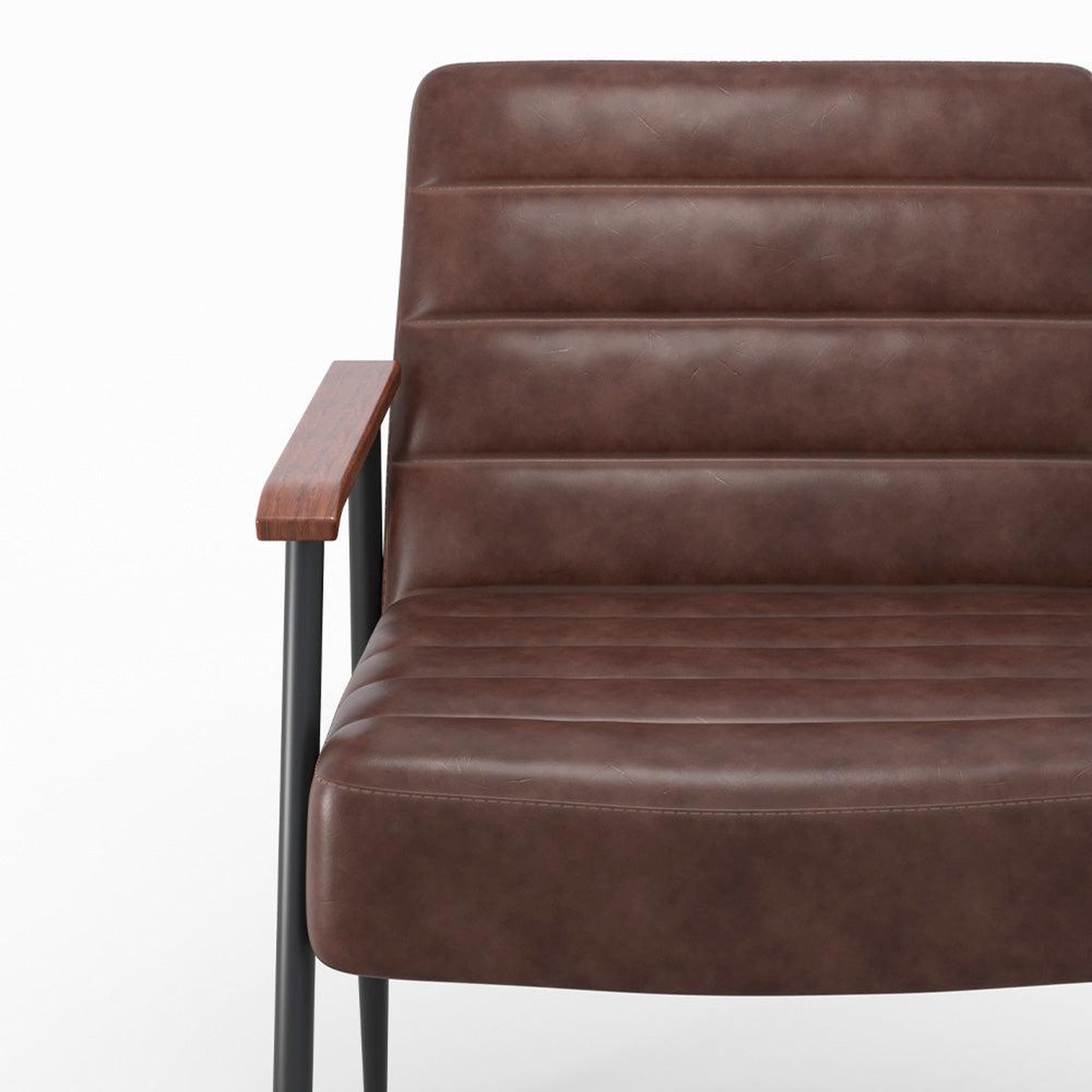 Voir la diapositive 6 : MAISON PAVANE Fauteuil en cuir de buffle marron et métal noir-Hugues