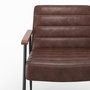 Voir la diapositive 6 : MAISON PAVANE Fauteuil en cuir de buffle marron et métal noir-Hugues