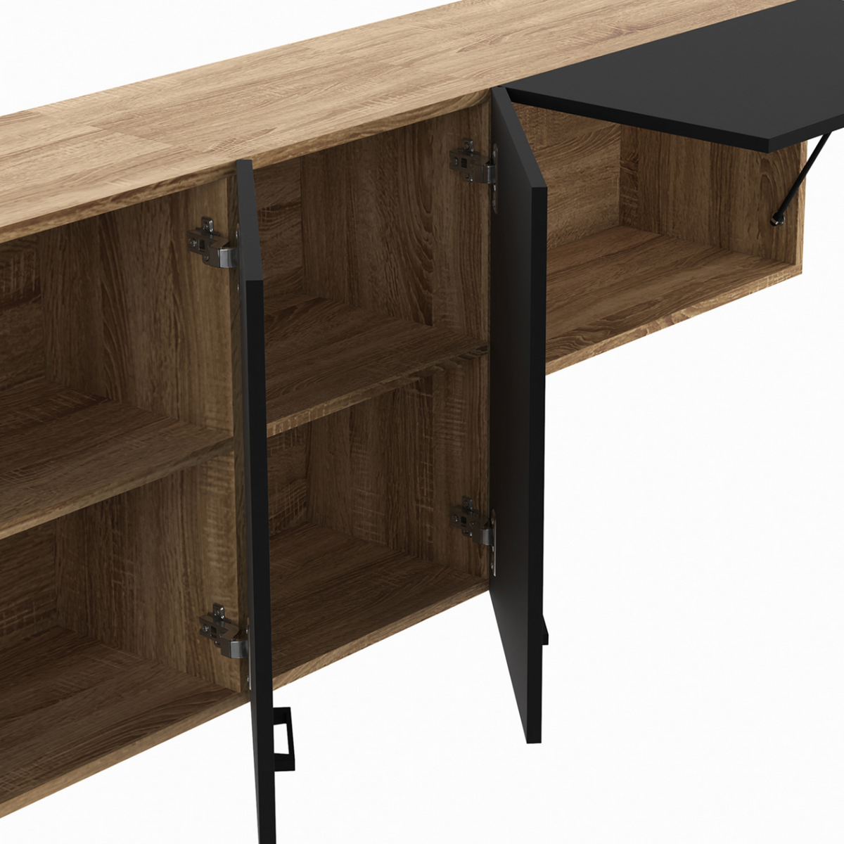 ID MARKET Cuisine complète 180 cm SUBTIL avec plan de travail 5 éléments bois et noir