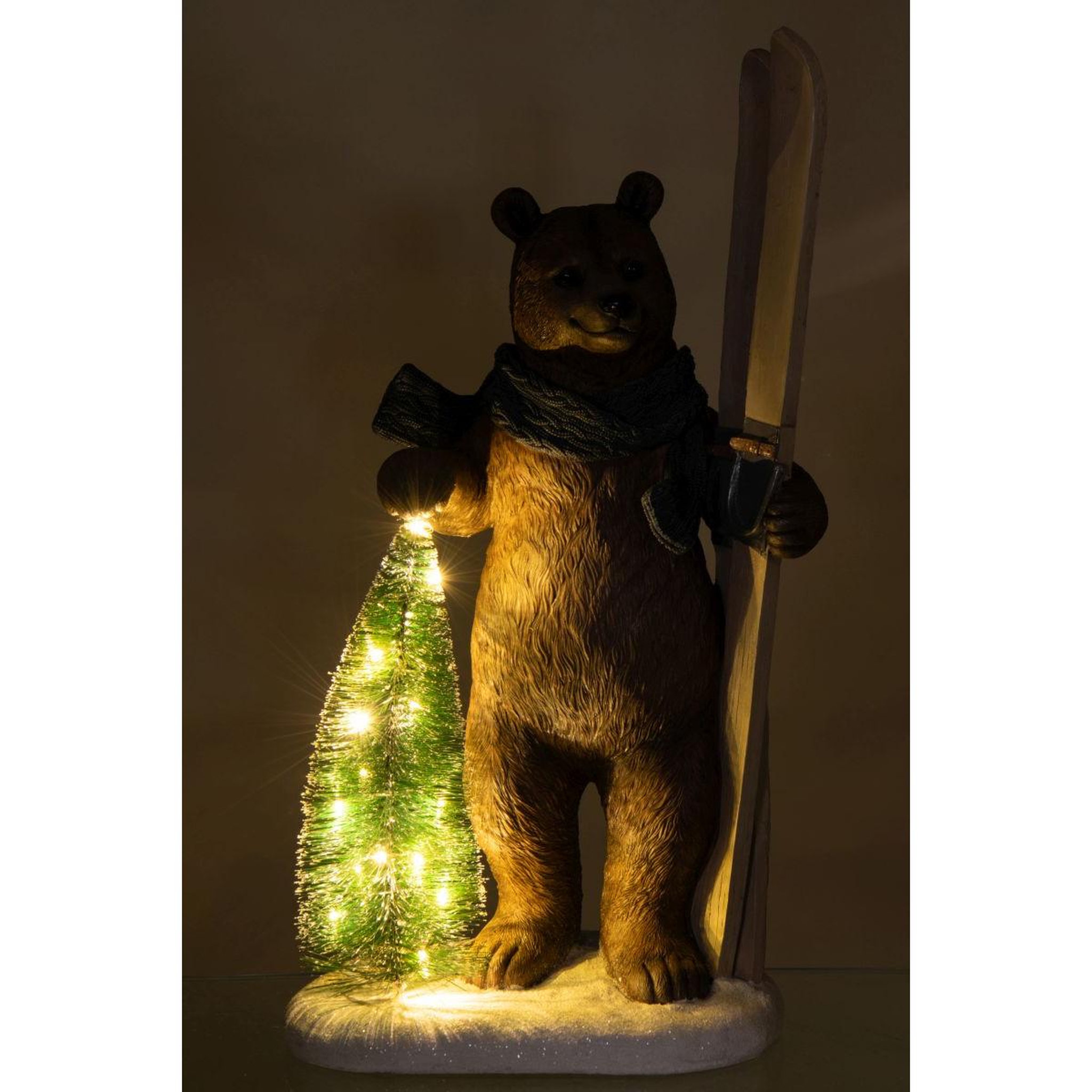 Voir la diapositive 6 : J-LINE Ours sapin à led  ski  66cm multicolore