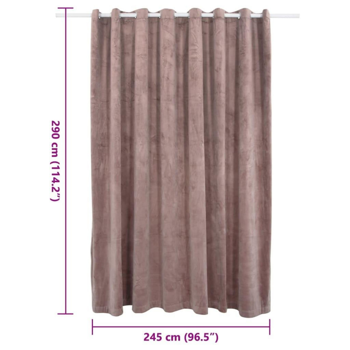 VIDAXL Rideau occultant avec anneaux en metal Velours Rose 290x245 cm