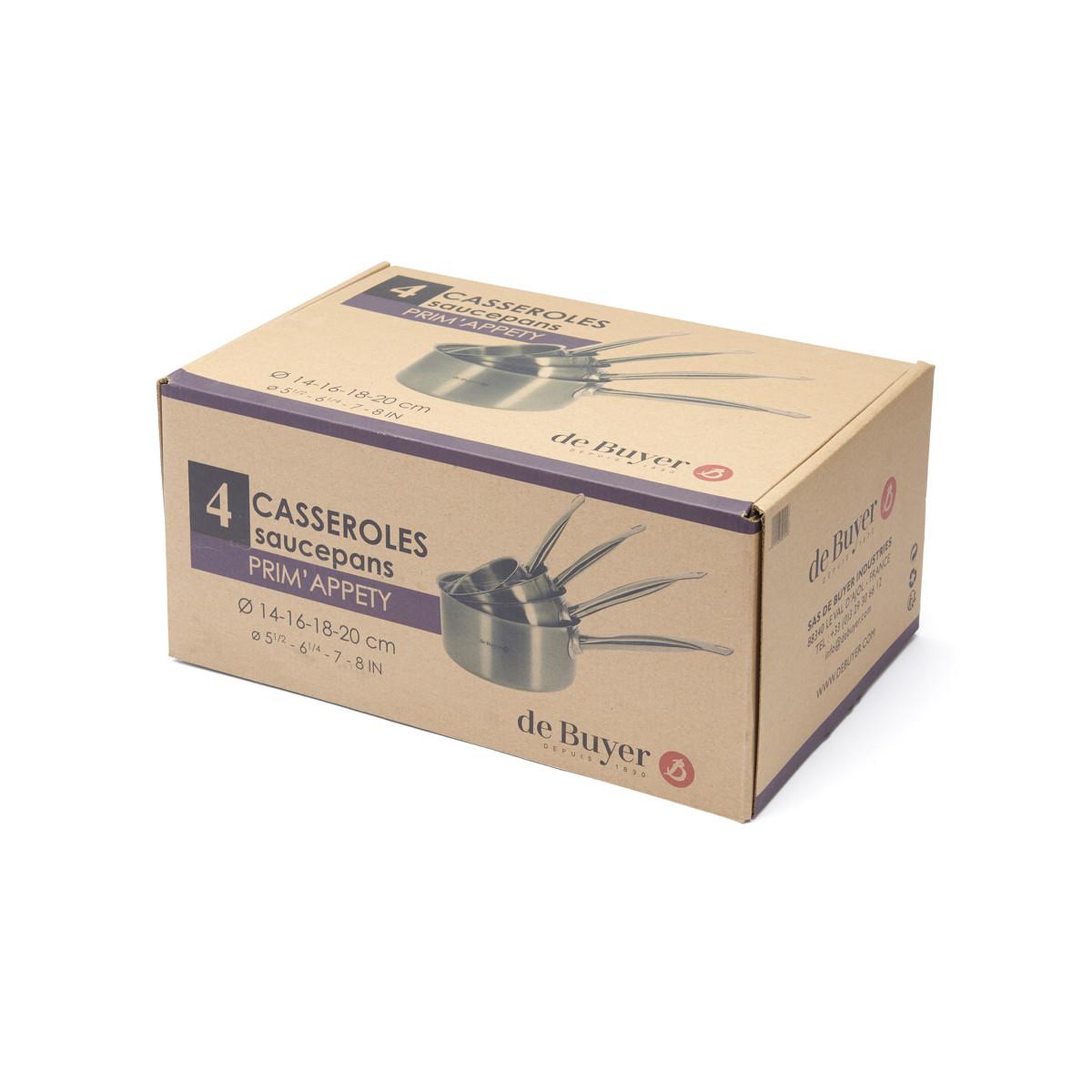 Voir la diapositive 3 : De buyer Série de 4 casseroles 14/16/18/20cm - 3501.04