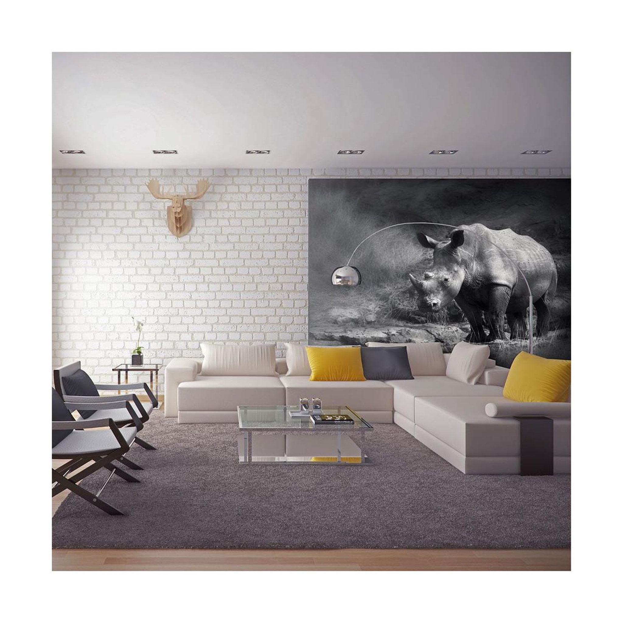 Voir la diapositive 1 : Paris Prix Papier Peint  Rhinocéros Perdu dans la Rêverie