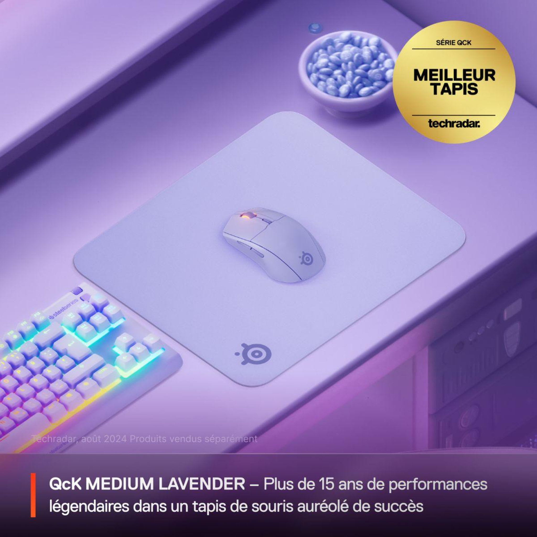 Voir la diapositive 2 : STEEL SERIES Tapis de souris qck m lavande