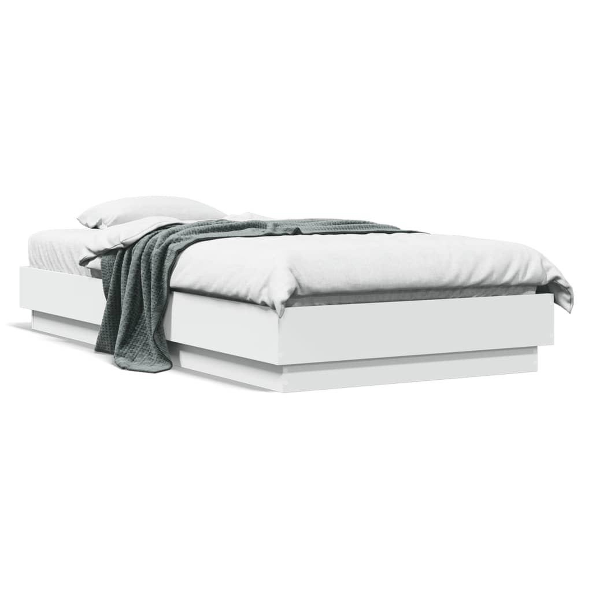 VIDAXL Cadre de lit sans matelas avec lumieres LED blanc 75x190 cm