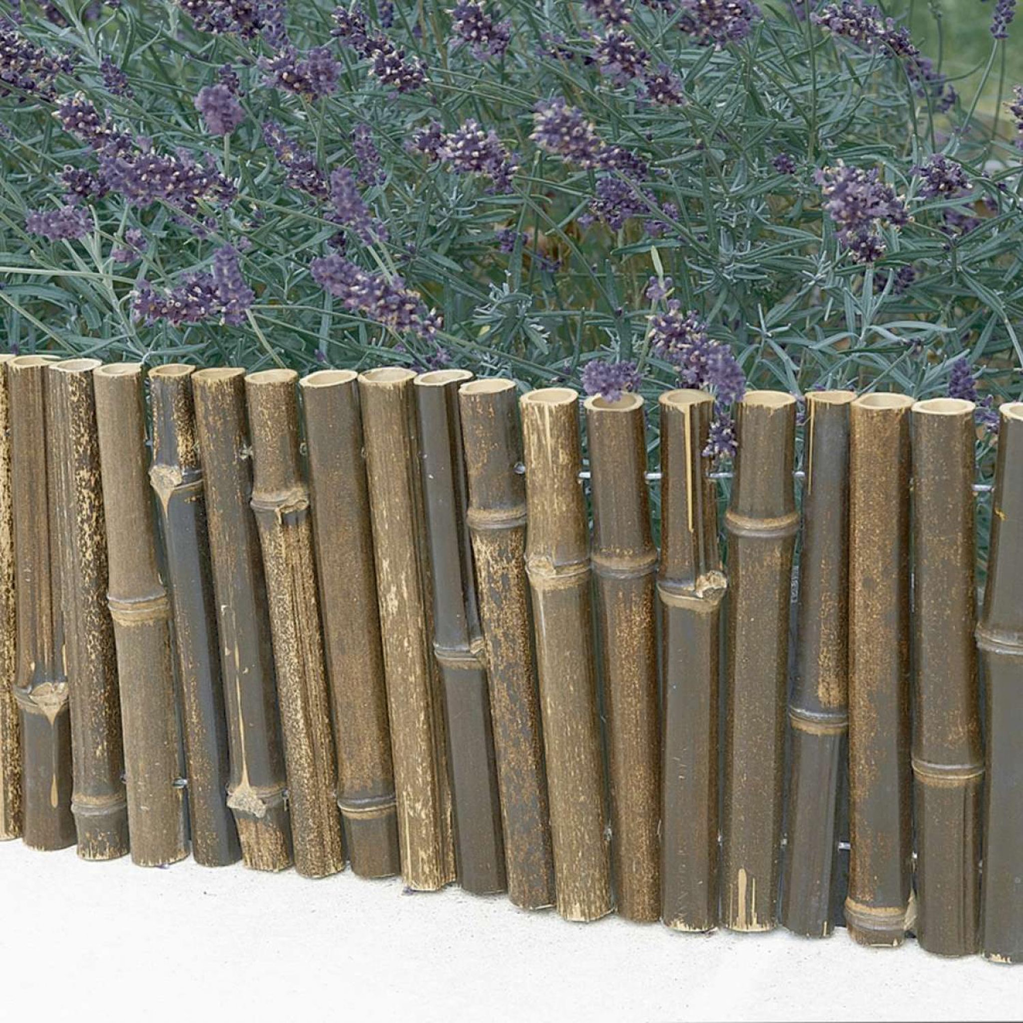 Voir la diapositive 3 : LINXOR Bordure à planter, clôture de jardin flexible en bambou - 100 x 20 cm - Bois foncé