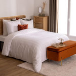 ATMOSPHERA Housse de couette 240x220 + 2 taies coton satiné blanc