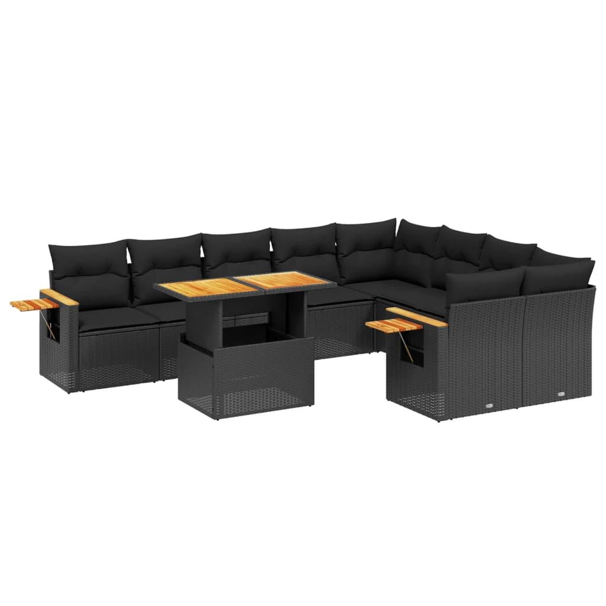 Voir la diapositive 2 : VIDAXL Salon de jardin 10 pcs avec coussins noir resine tressee