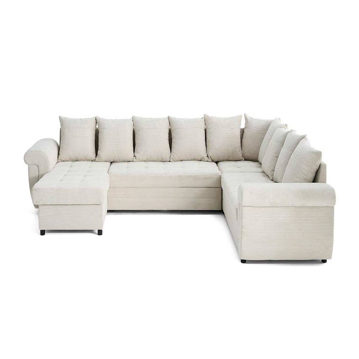 BEST MOBILIER Henry - canapé panoramique convertible - avec coffre - en velours côtelé - 7 places