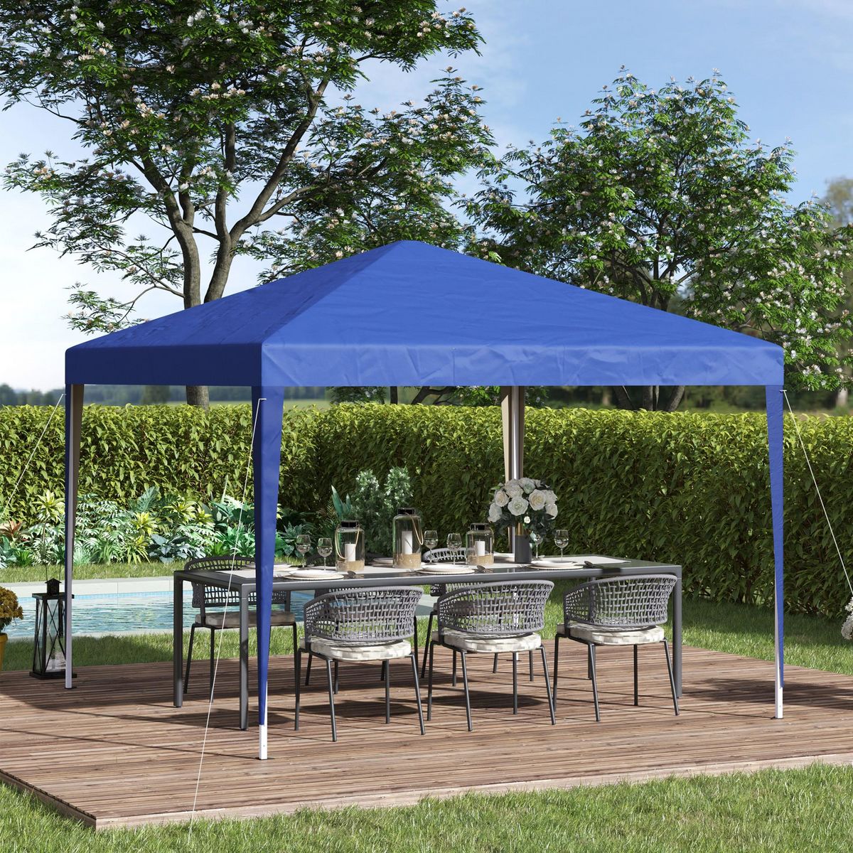 OUTSUNNY Tonnelle barnum de jardin pliant anti-UV + sac de transport acier Oxford 3 x 3 x 2,55 m bleu