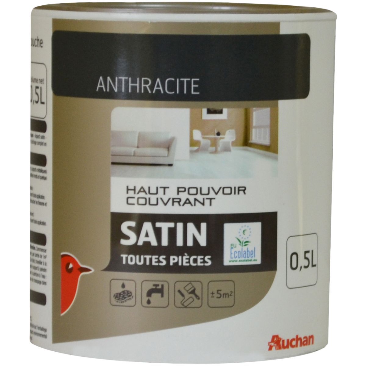 AUCHAN Peinture murale satin Anthracite