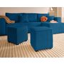 Voir la diapositive 6 : BEST MOBILIER Topaze - canapé d'angle réversible 4 places - convertible avec coffre, tablette et poufs - en velours côtelé