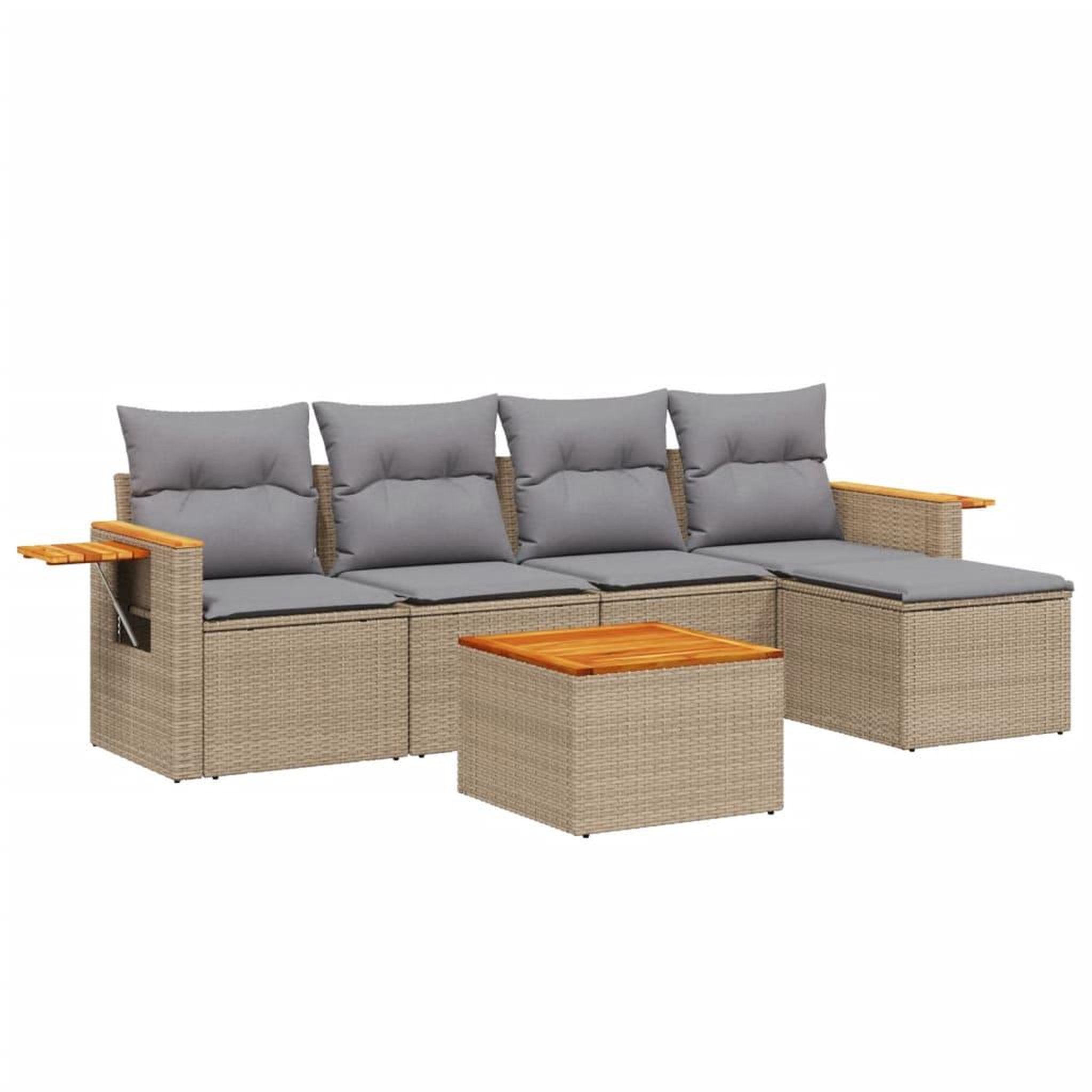 Voir la diapositive 2 : VIDAXL Salon de jardin avec coussins 6 pcs beige resine tressee