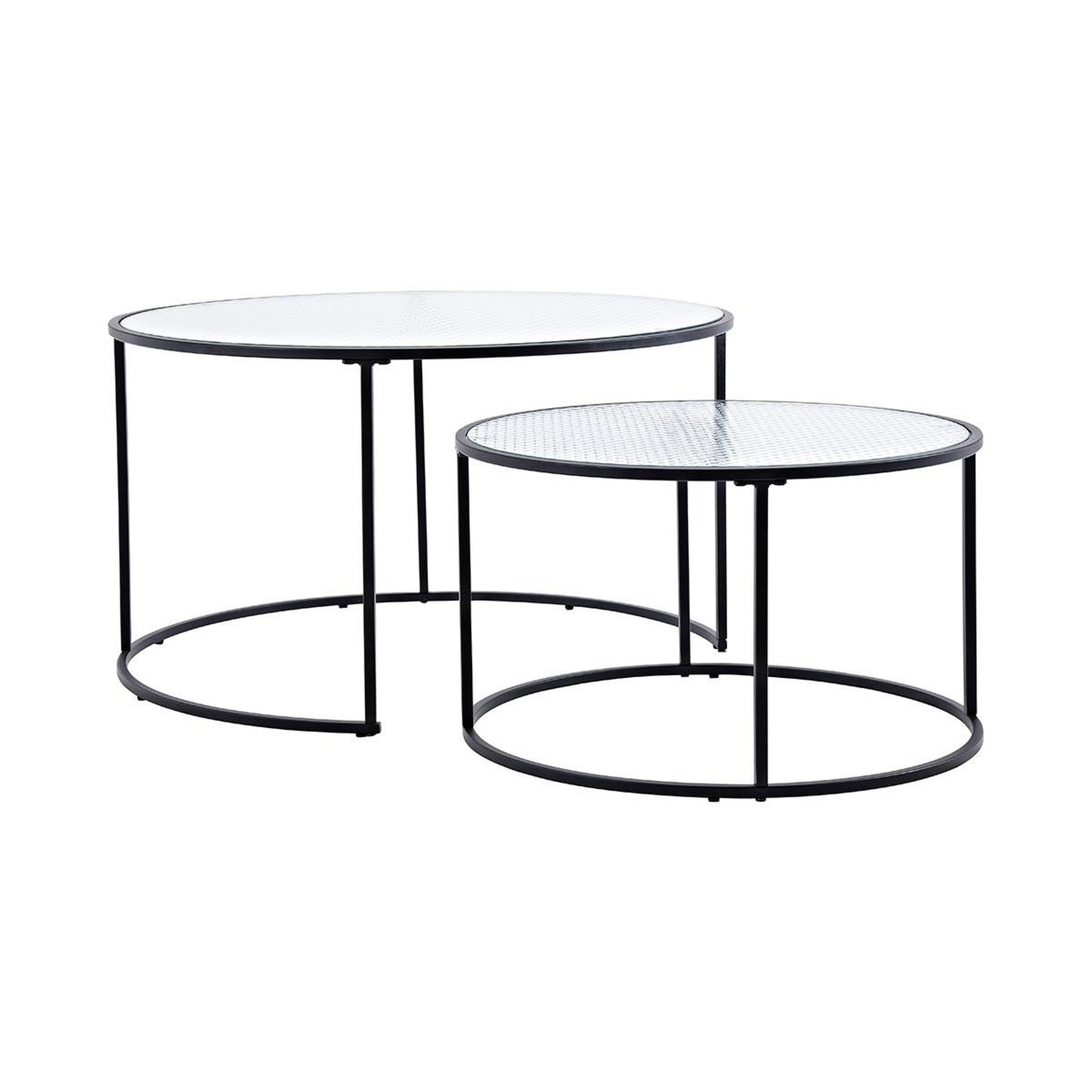 Voir la diapositive 3 : Paris Prix Lot de 2 tables basses gigognes en verre  twin  79cm noir