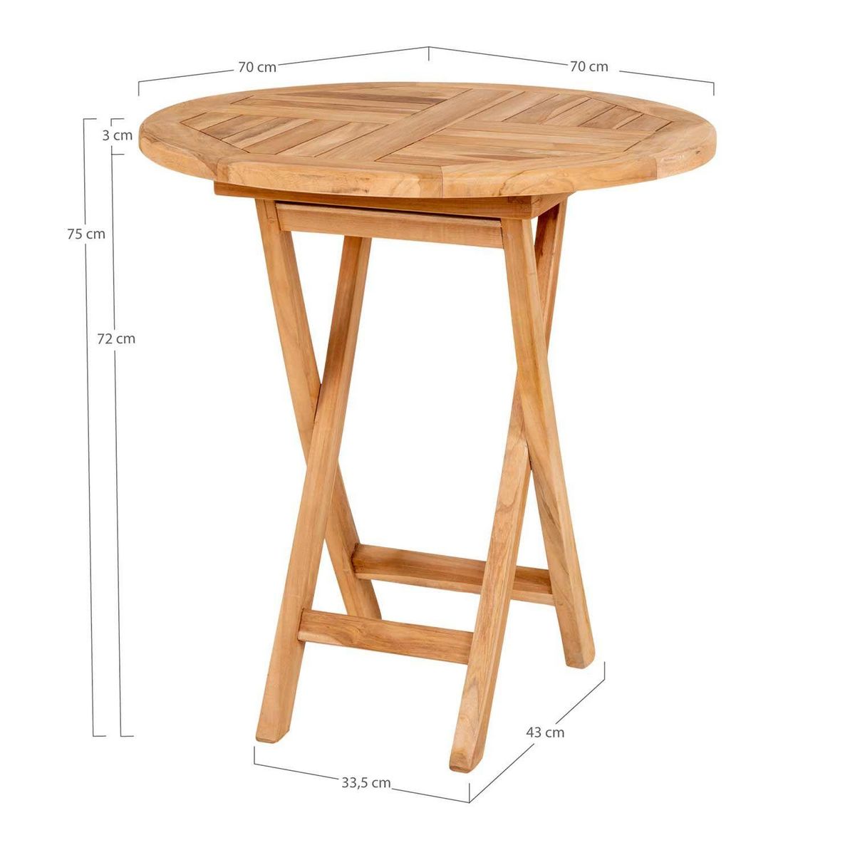 HOUSE NORDIC Table de jardin en teck OVIEDO Ø 70 cm