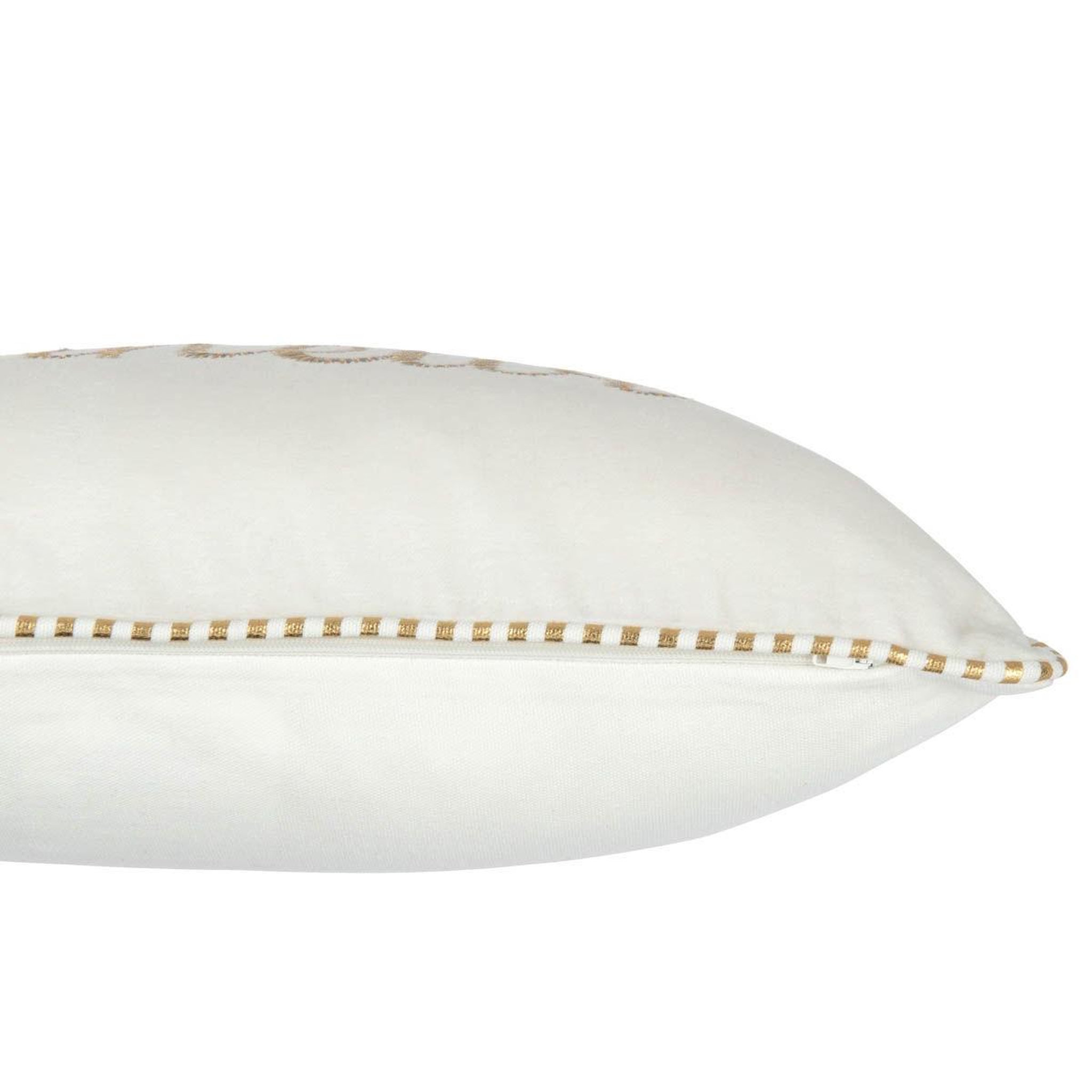 Voir la diapositive 3 : J-LINE Coussin déco bonheur  ellis  30x45cm blanc