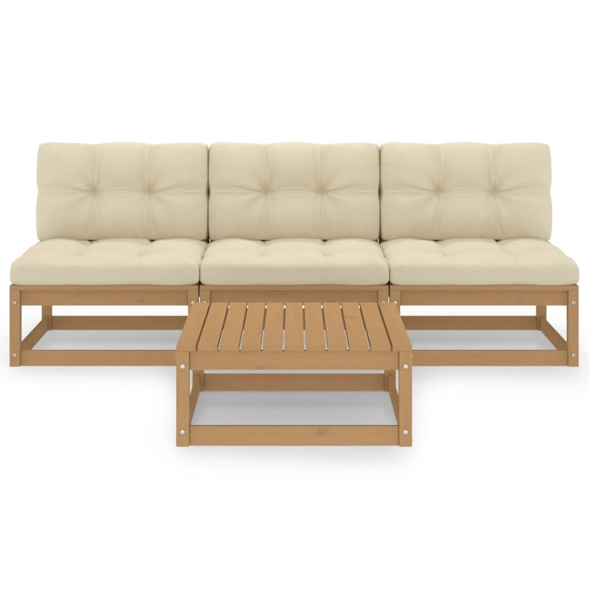 Voir la diapositive 2 : VIDAXL Salon de jardin 4 pcs avec coussins Bois de pin massif