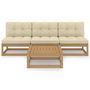 Voir la diapositive 2 : VIDAXL Salon de jardin 4 pcs avec coussins Bois de pin massif