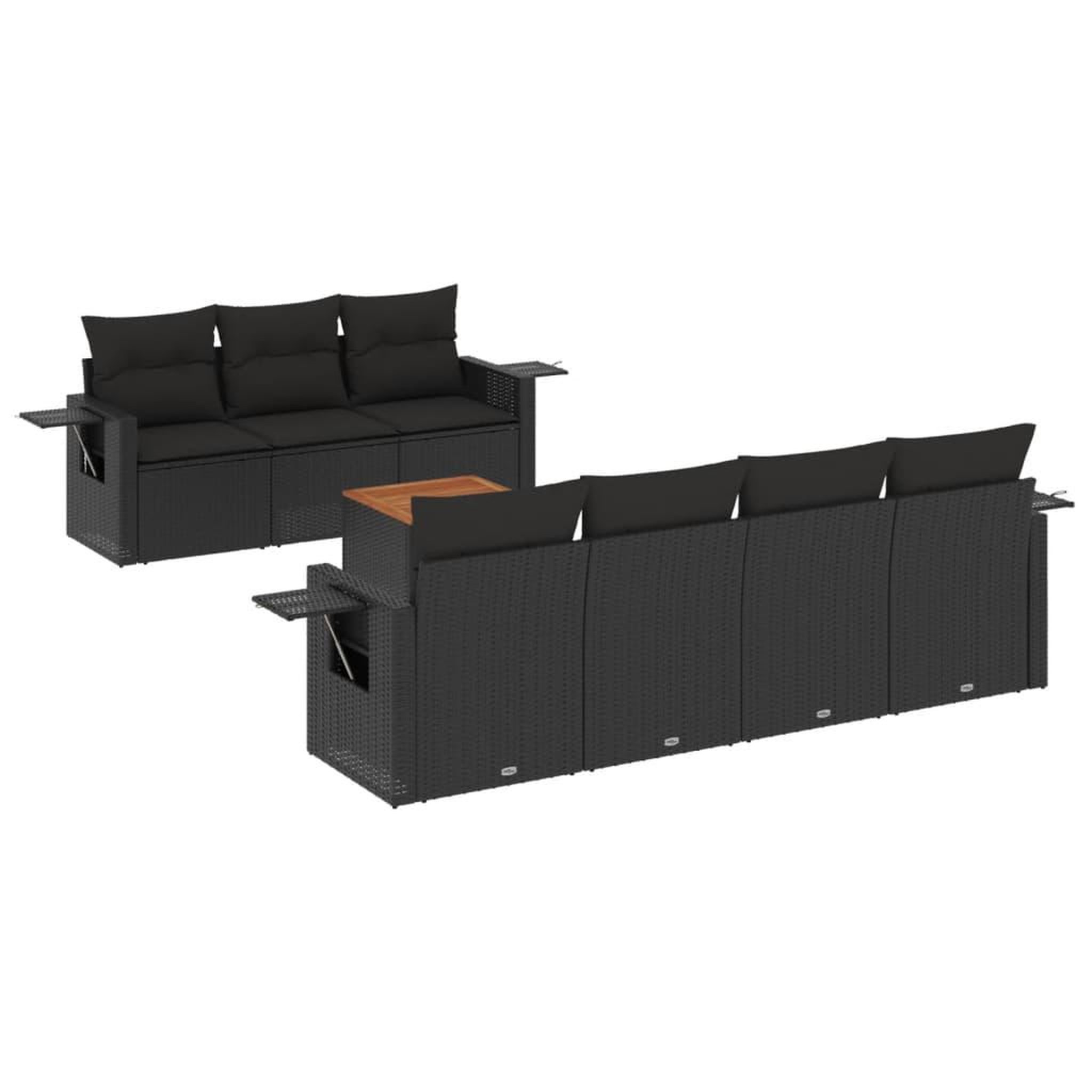 Voir la diapositive 2 : VIDAXL Salon de jardin 8 pcs avec coussins noir resine tressee