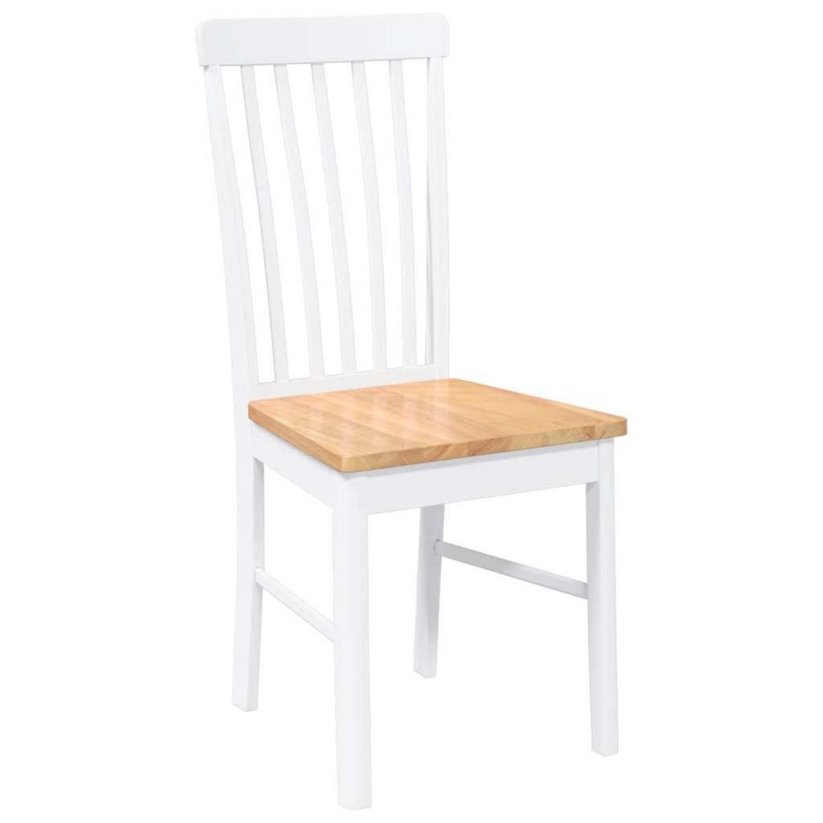 VIDAXL Chaises a manger 2 pcs blanc bois massif caoutchouc