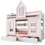Voir la diapositive 1 : MERAX Lit superposé 90x200cm bois et mdf coloris blanc+rose