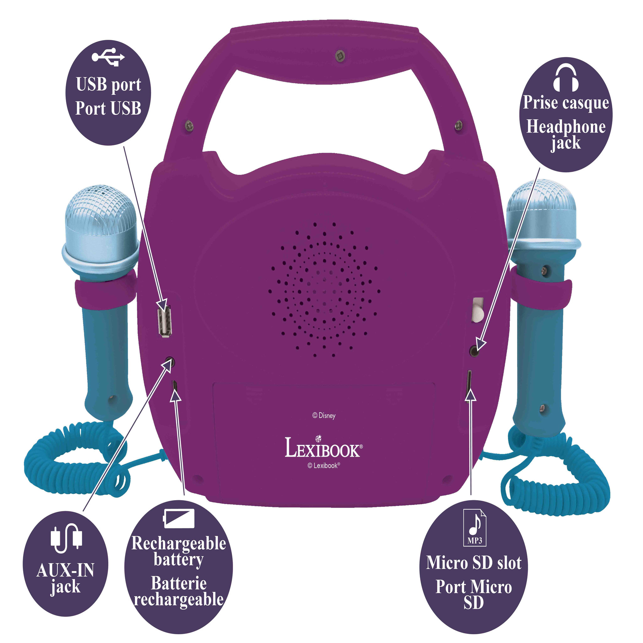 Voir la diapositive 5 : Lexibook Enceinte Bluetooth La Reine des Neiges avec Micros