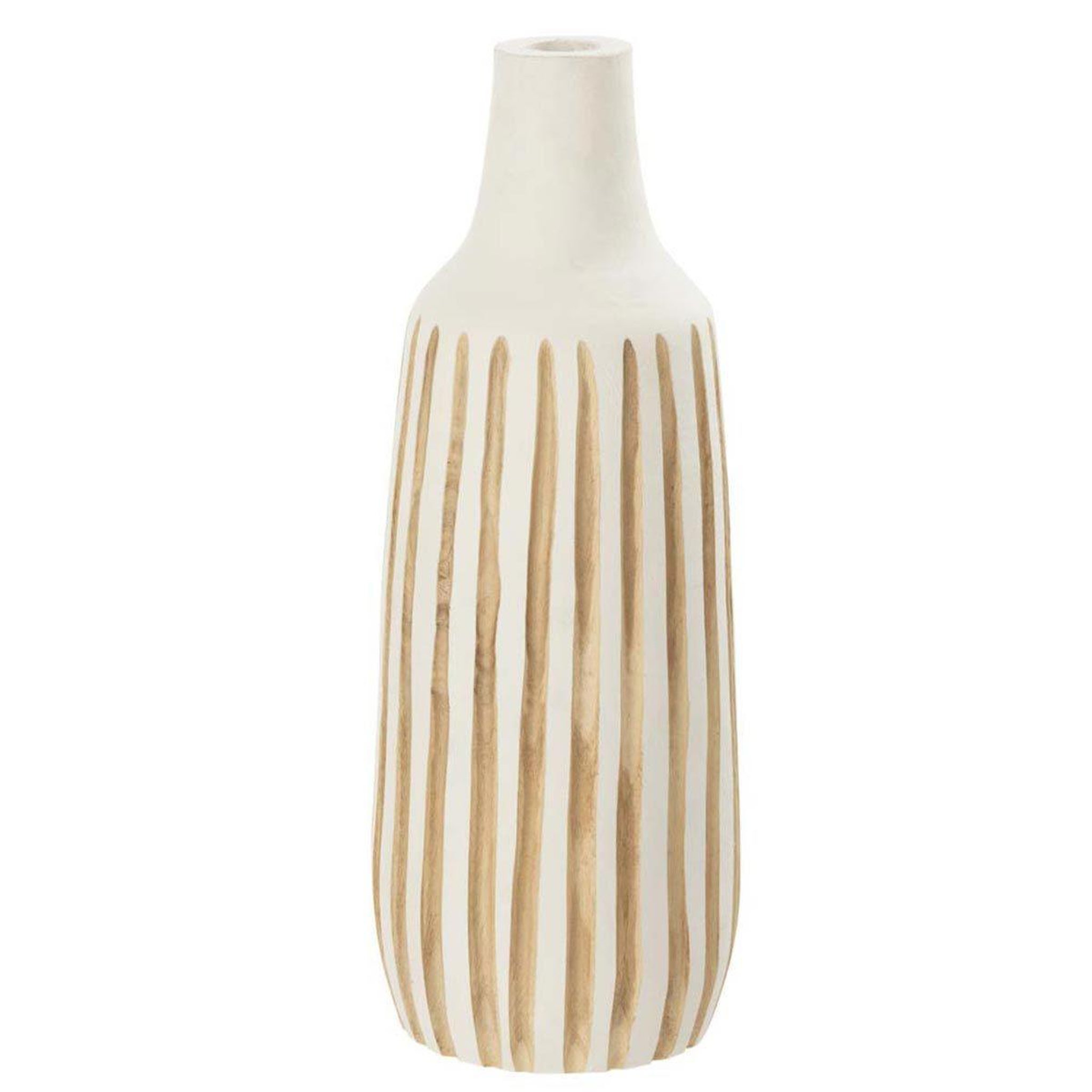 J-LINE Vase design en bois  ying  45cm blanc & naturel