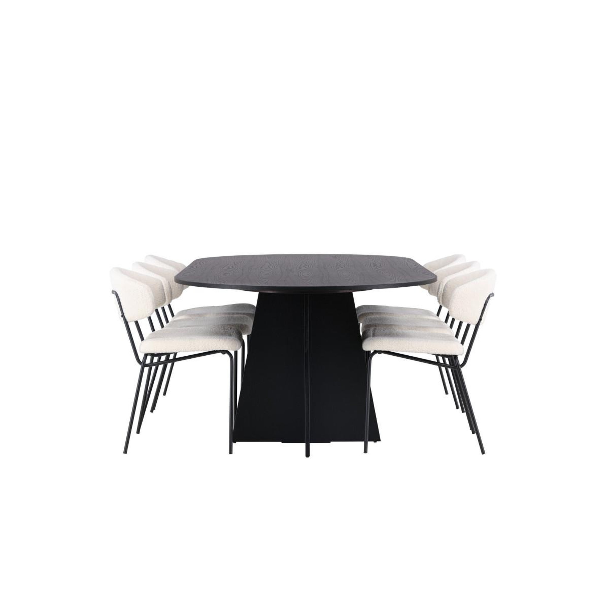 Voir la diapositive 2 : Paris Prix Ensemble table à manger & 6 chaises  bootcut & chico  230cm noir & blanc crème