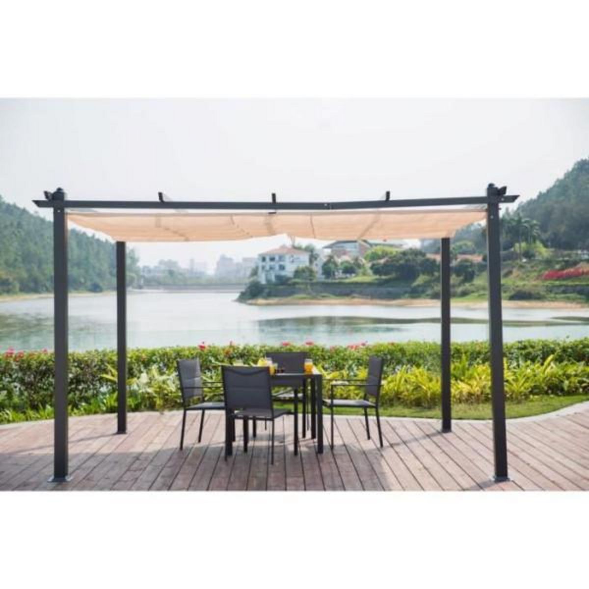 MARKET24 Pergola en aluminium CORDOBA - Ecru - 4 x 3 m