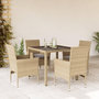 Voir la diapositive 1 : VIDAXL Ensemble a manger de jardin et coussins 5 pcs beige rotin verre