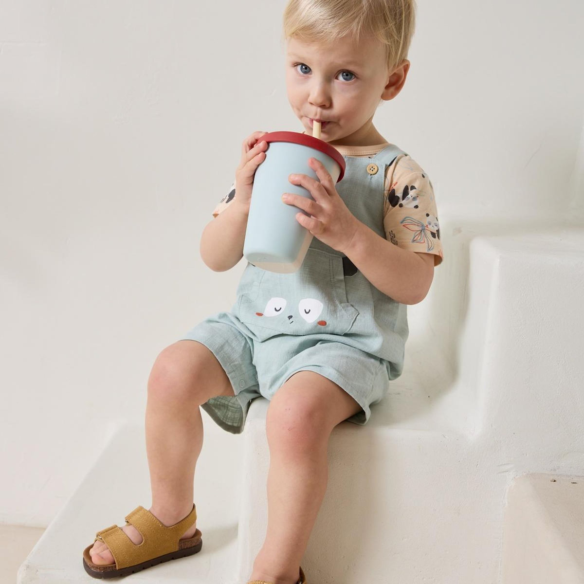 Petit Béguin Ensemble salopette bébé et t-shirt Bento