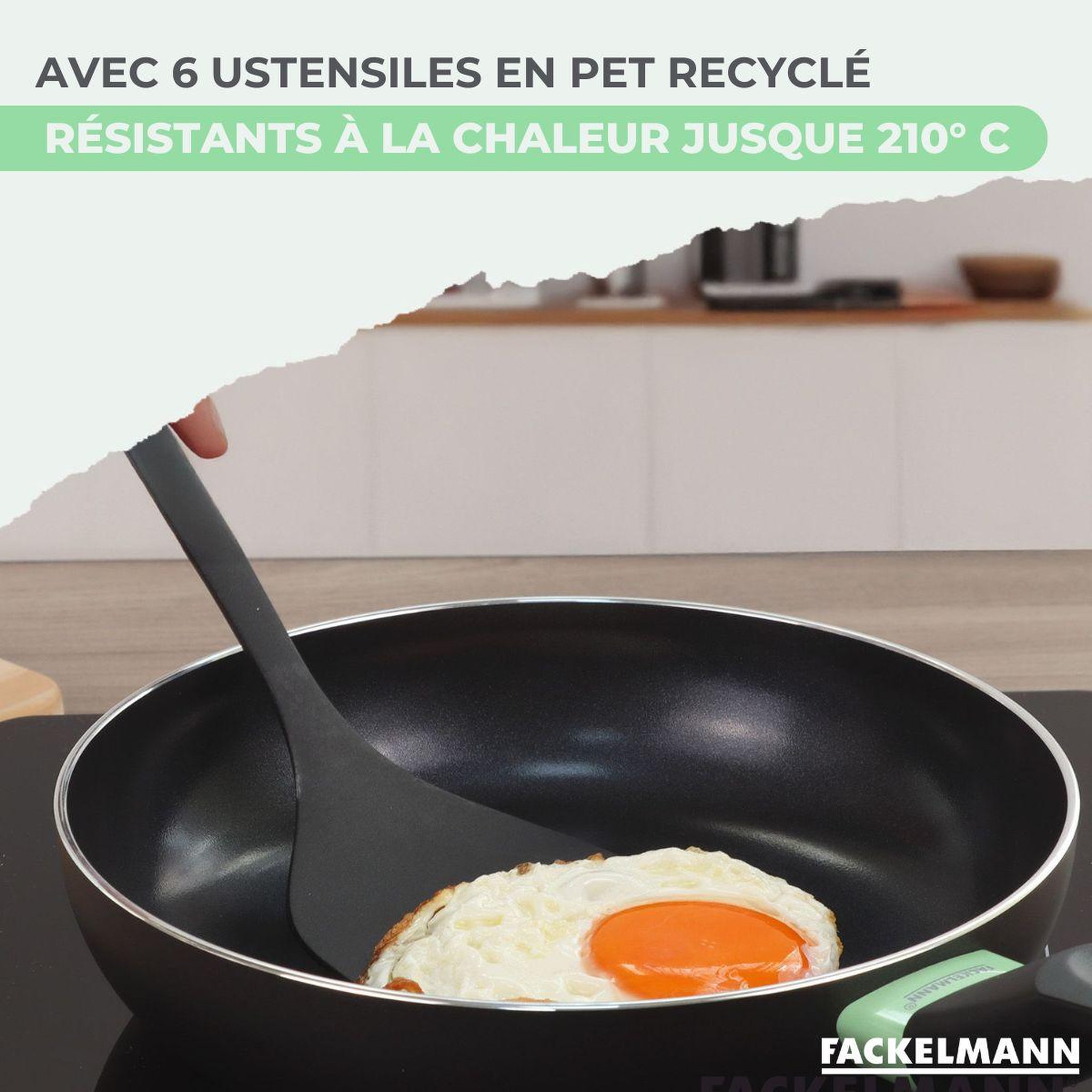 Voir la diapositive 2 : Fackelmann Set poêle antiadhésive céramique 28 cm et 6 ustensiles fackelmann brandao