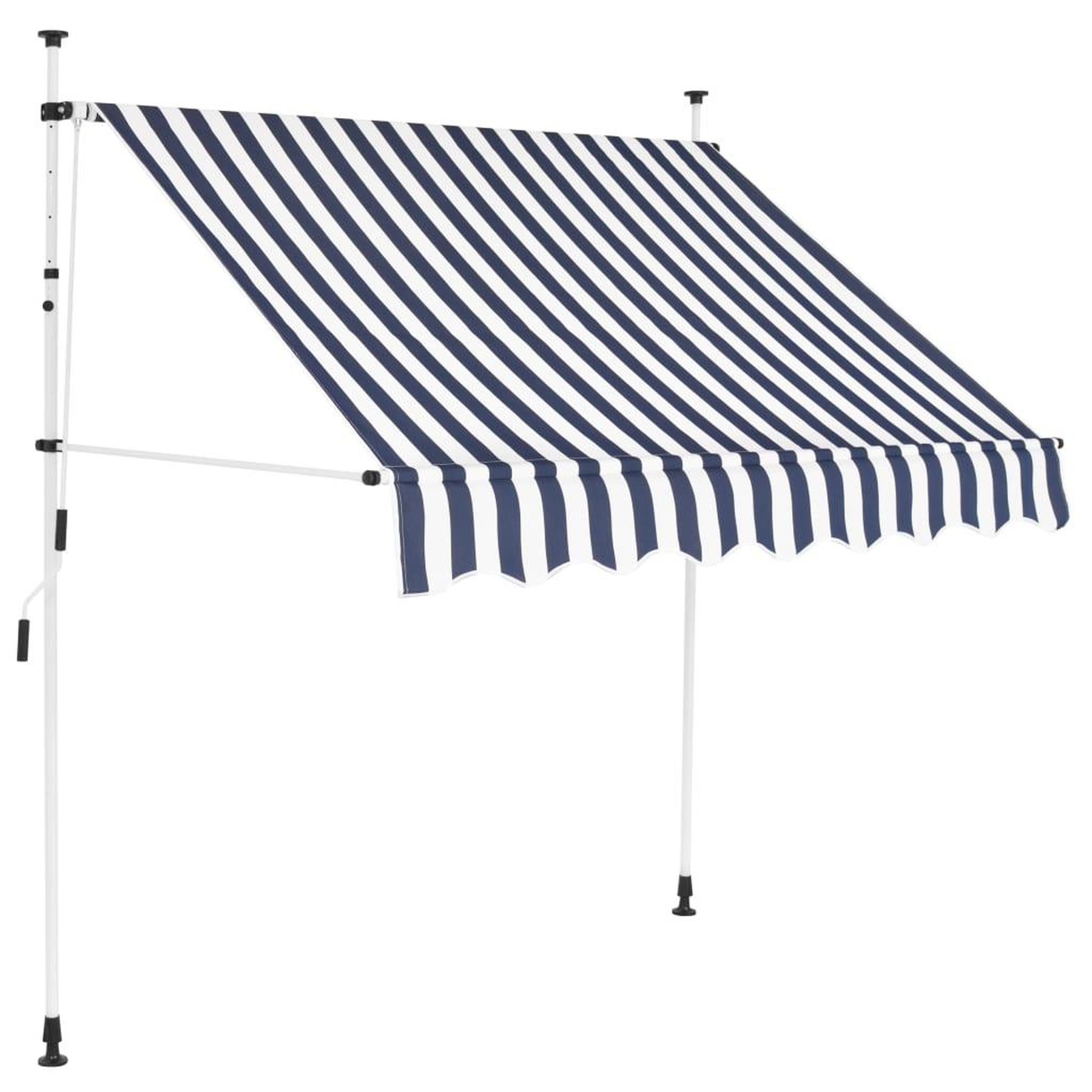 Voir la diapositive 1 : VIDAXL Auvent retractable manuel 200 cm Rayures bleues et blanches