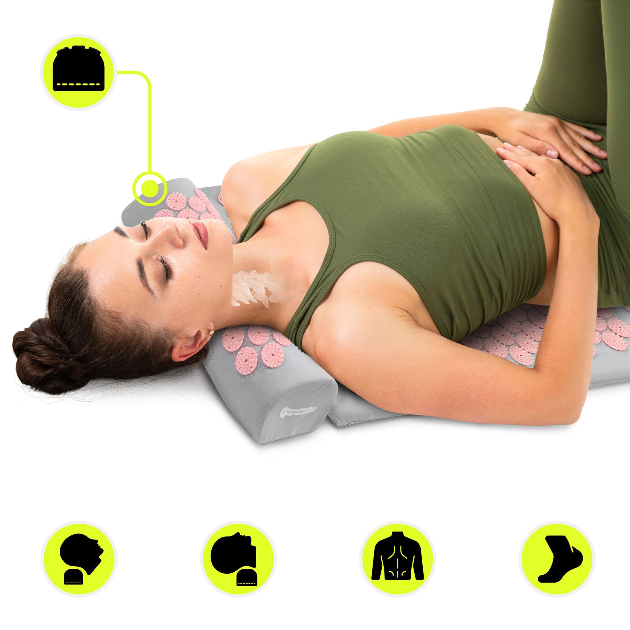Voir la diapositive 5 : HYPERMOTION Kit Acupression XL HyperMotion Tapis 130 cm Coussin Housse Gris Rose Adulte