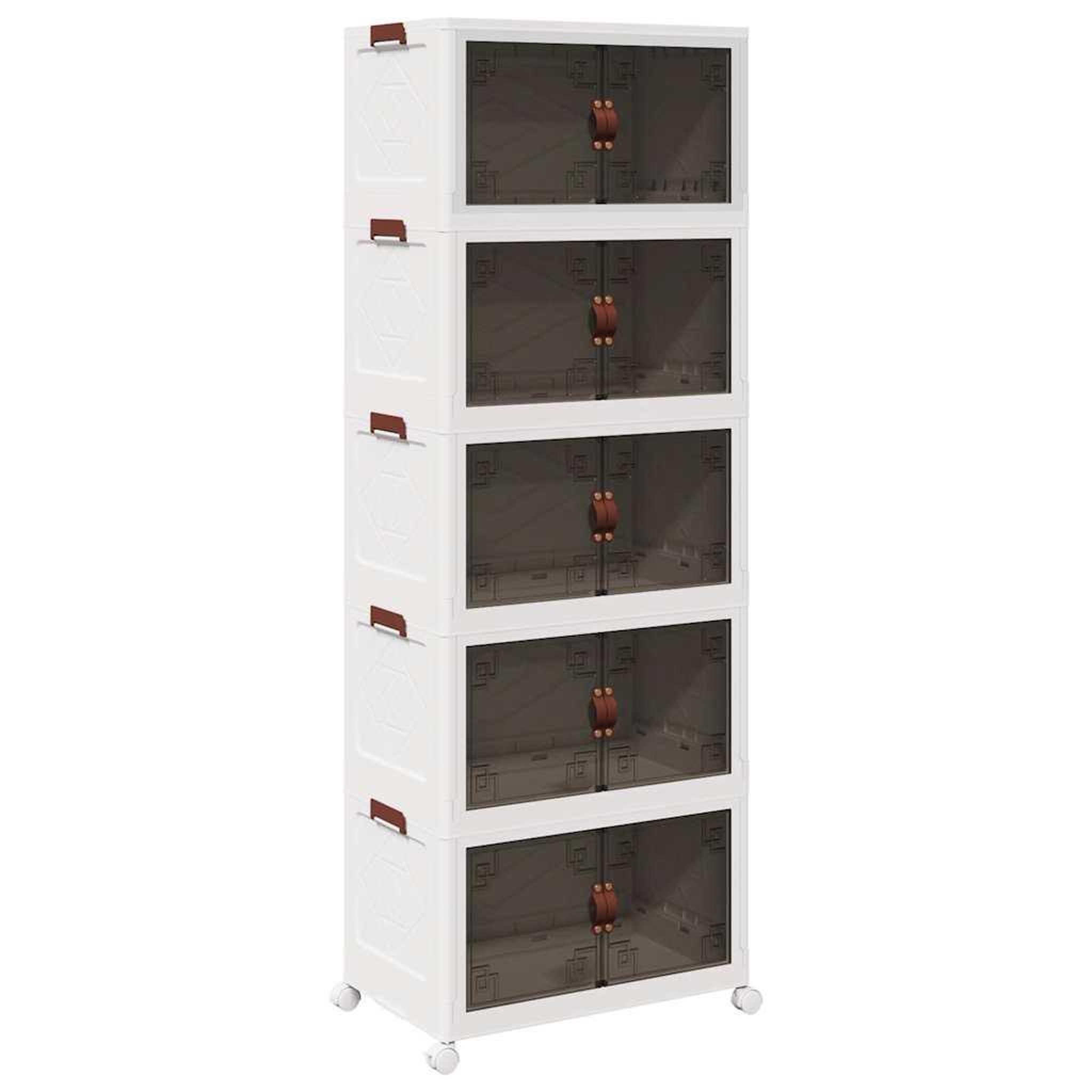 Voir la diapositive 2 : VIDAXL Boîte de rangement empilable avec roues a 5 niveaux 75 L