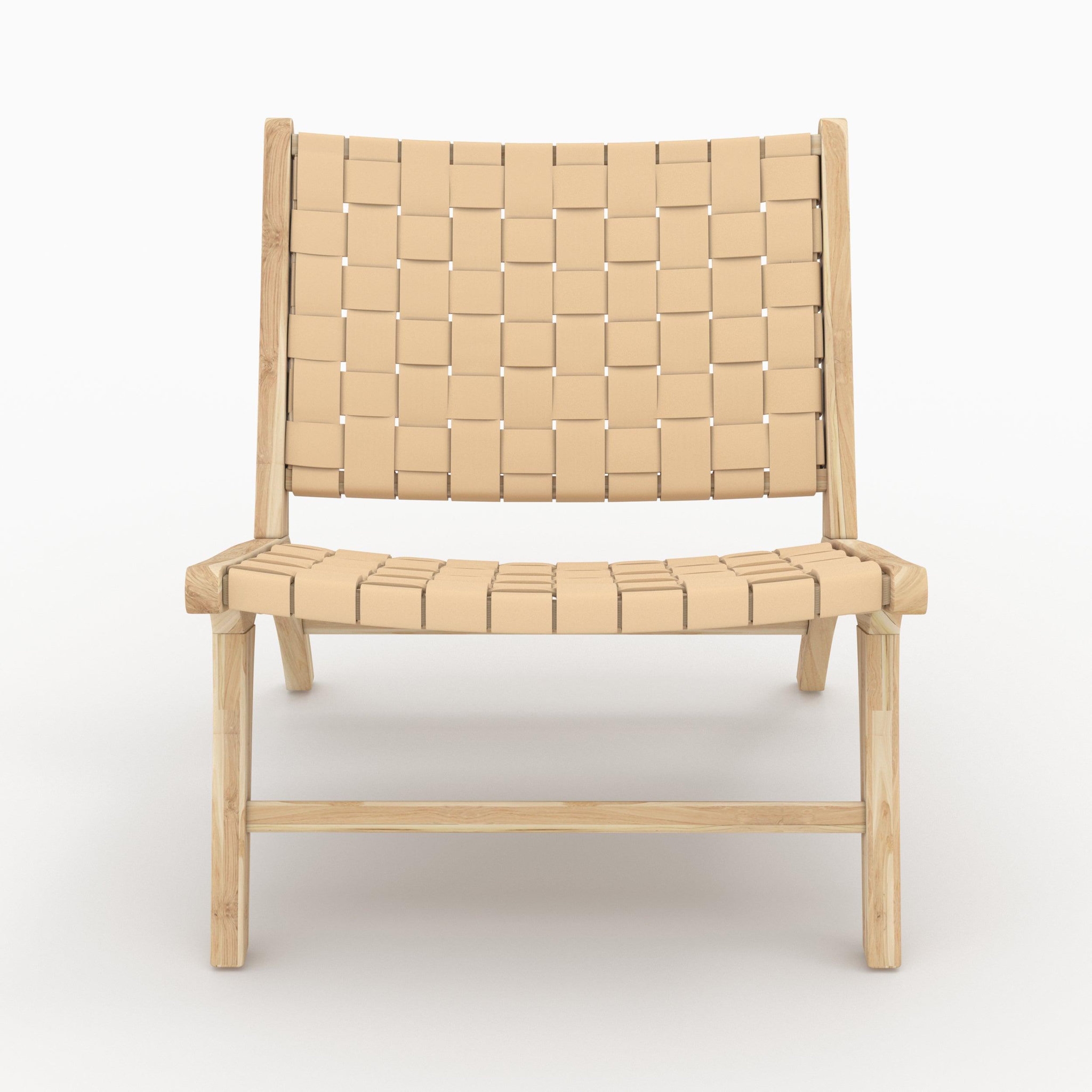 Voir la diapositive 6 : MAISON PAVANE Fauteuil en teck et cuir tressé beige-kuna