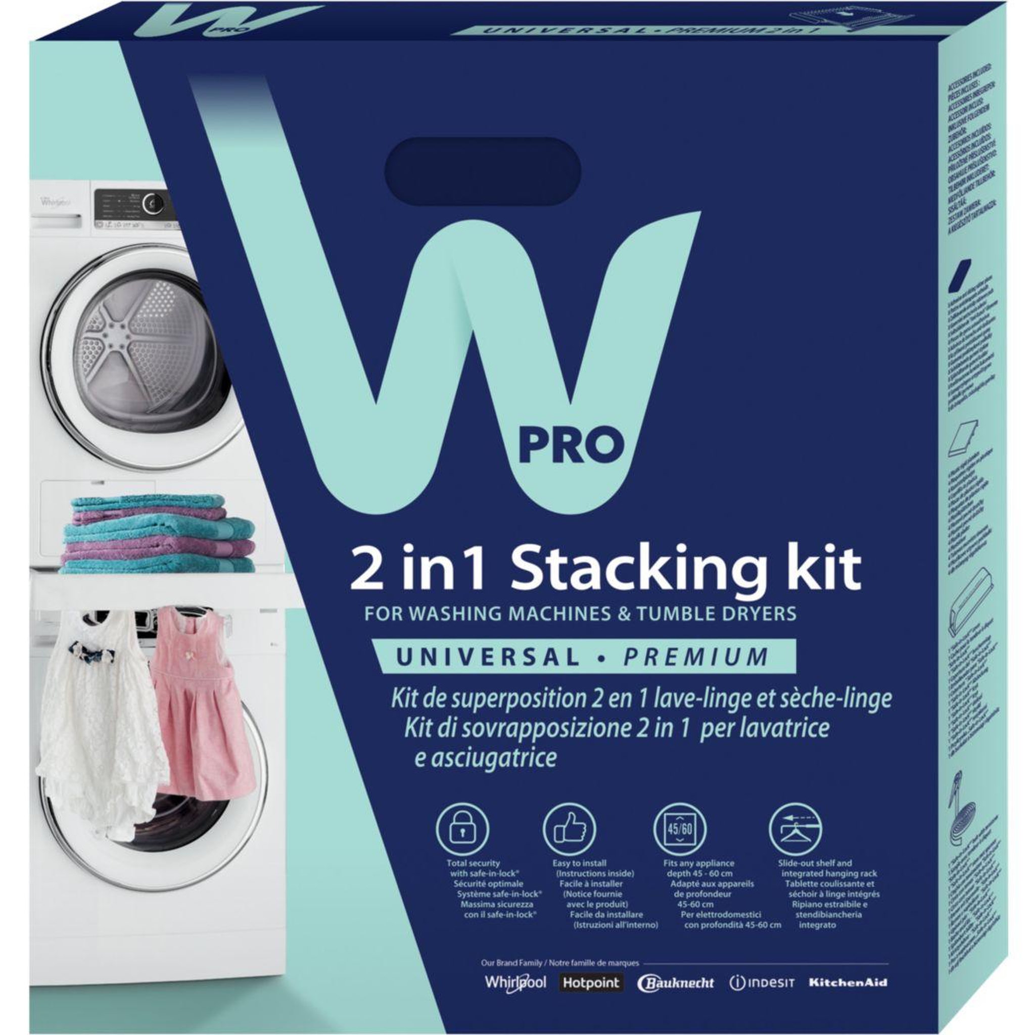 Voir la diapositive 1 : WPRO Kit de superposition skp101 universel lave-linge/sèche-linge