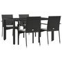 Voir la diapositive 3 : VIDAXL Ensemble a manger de jardin coussins 5pcs Noir Resine tressee