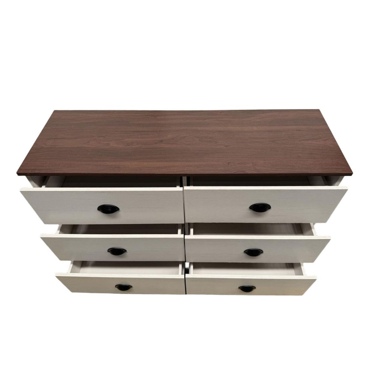 CONCEPT USINE Commode 6 tiroirs blanc et bois 120cm VALLA