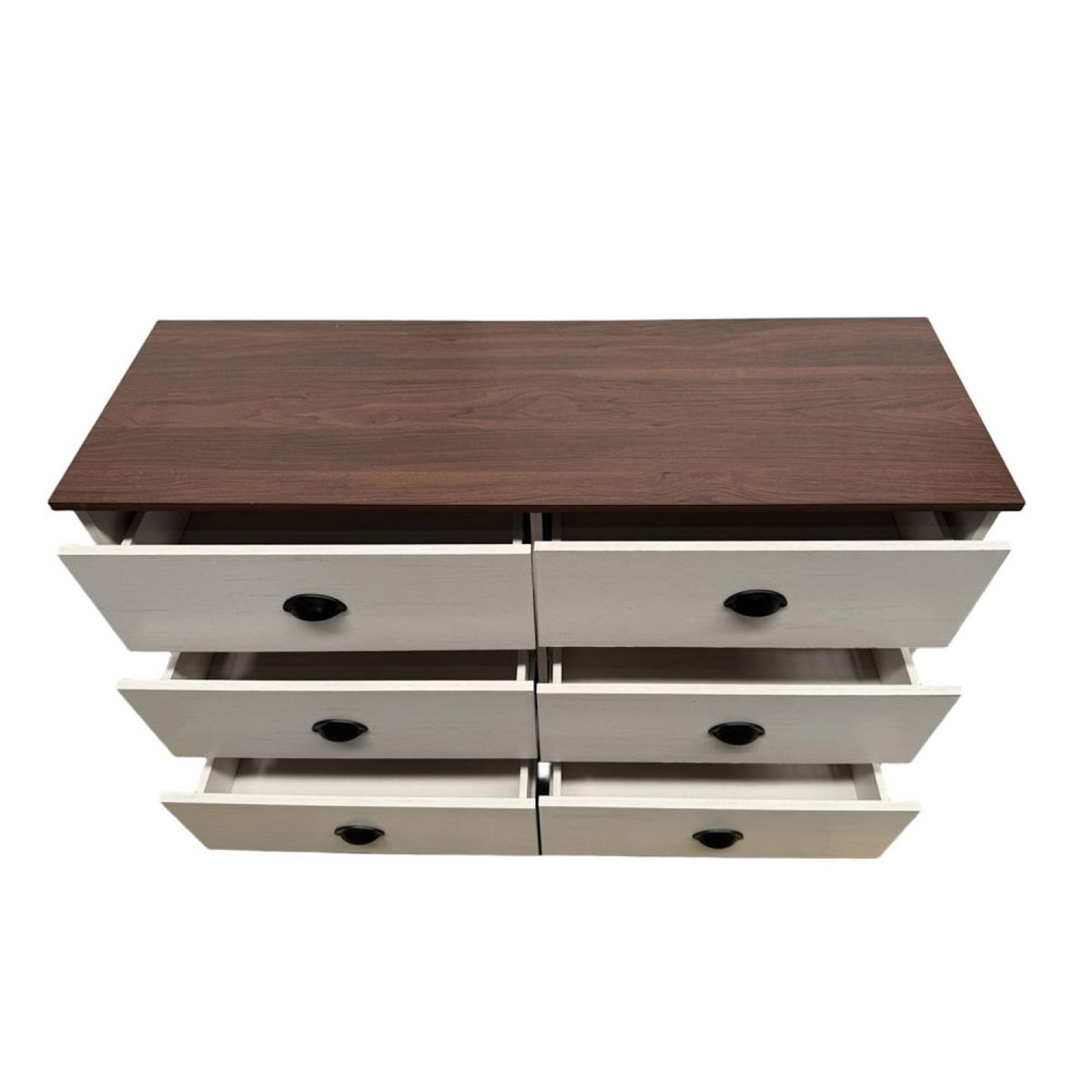 CONCEPT USINE Commode 6 tiroirs blanc et bois 120cm VALLA