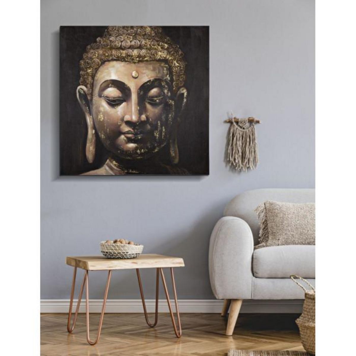 Paris Prix Toile Imprimée Déco  Visage Bouddha  100x100cm Multicolore