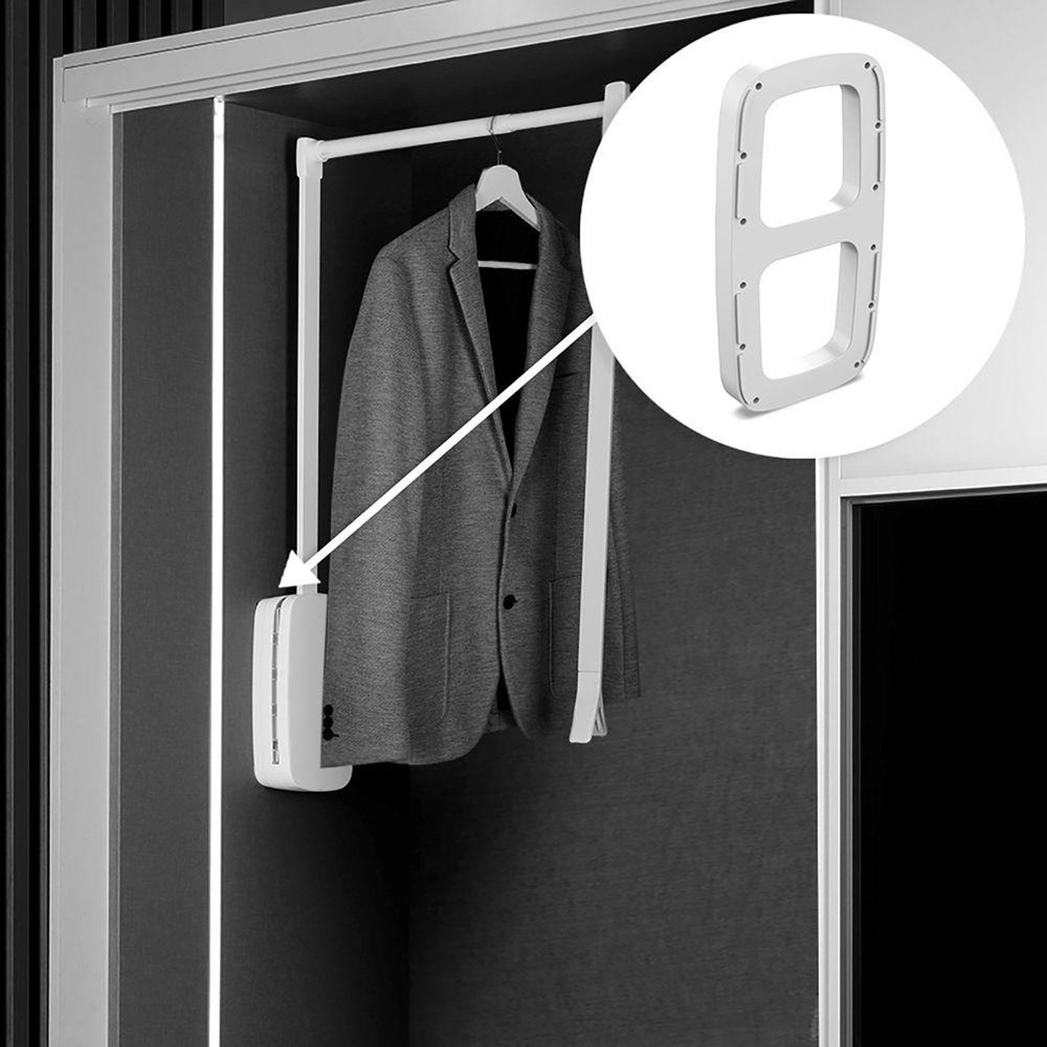 EMUCA SRL Accessoire latéral pour penderie rabattable pour armoire Sling, Peint en aluminium