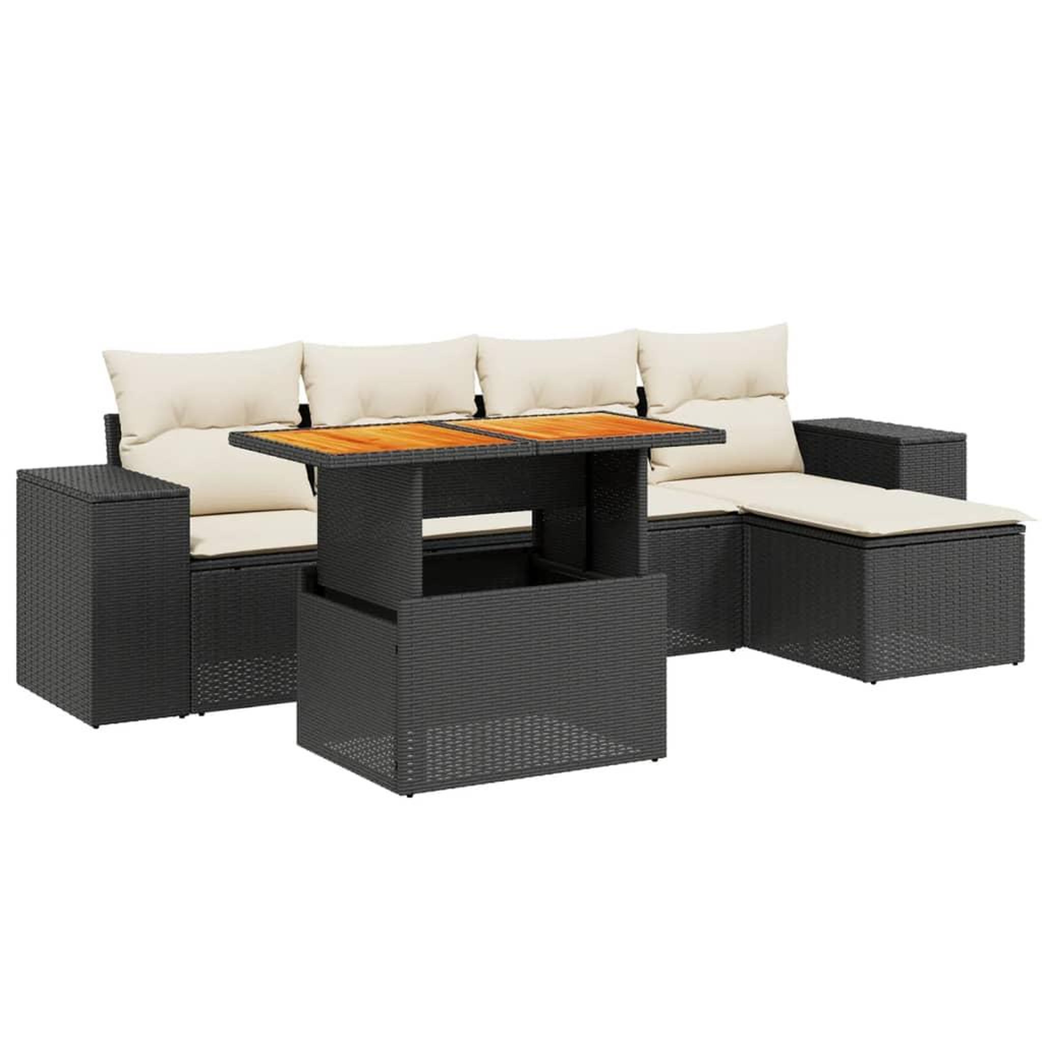 Voir la diapositive 2 : VIDAXL Salon de jardin 6 pcs avec coussins noir resine tressee