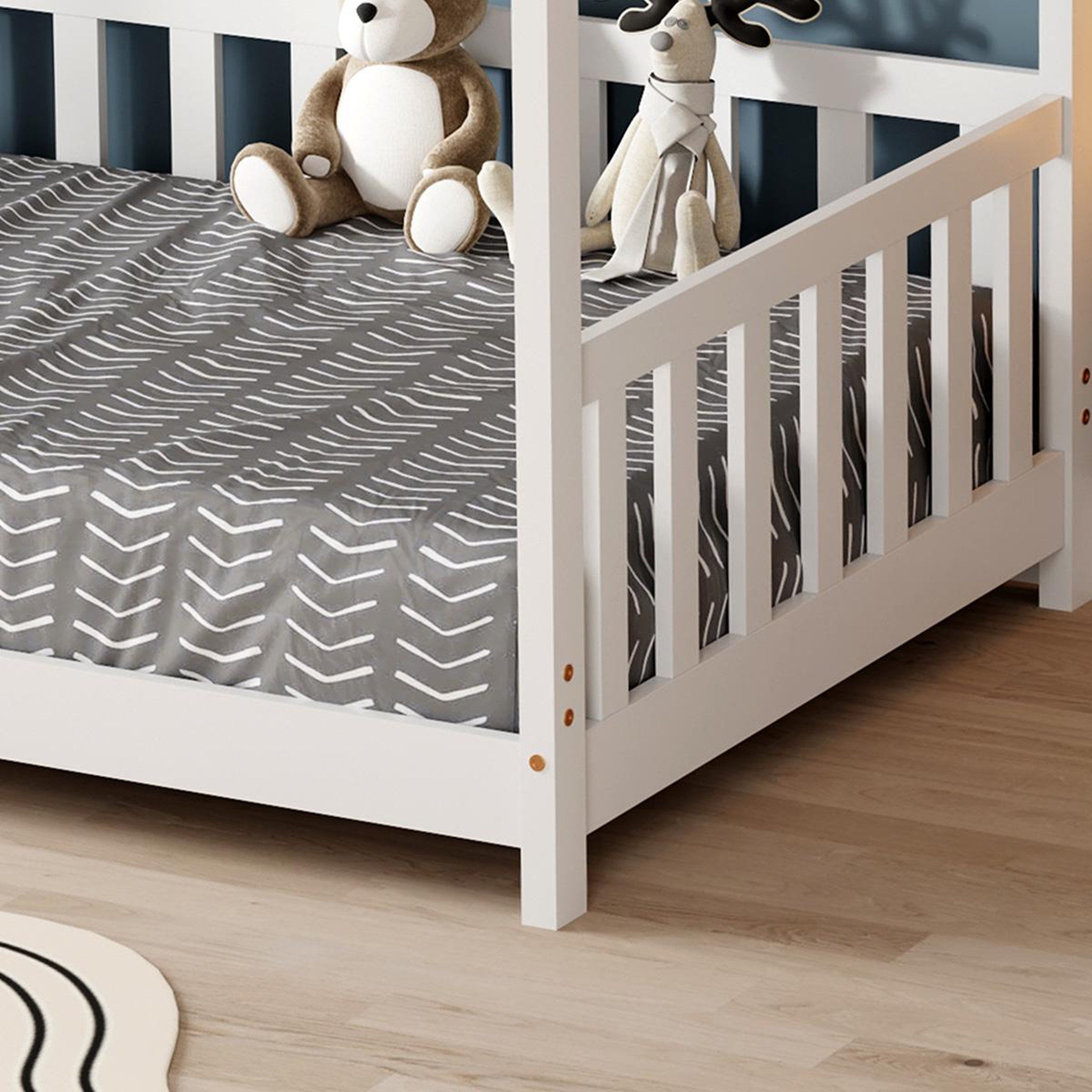 Voir la diapositive 5 : MINEA Minea | lit cabane avec barrière tchoupi 90x190 cm (matelas non inclus)