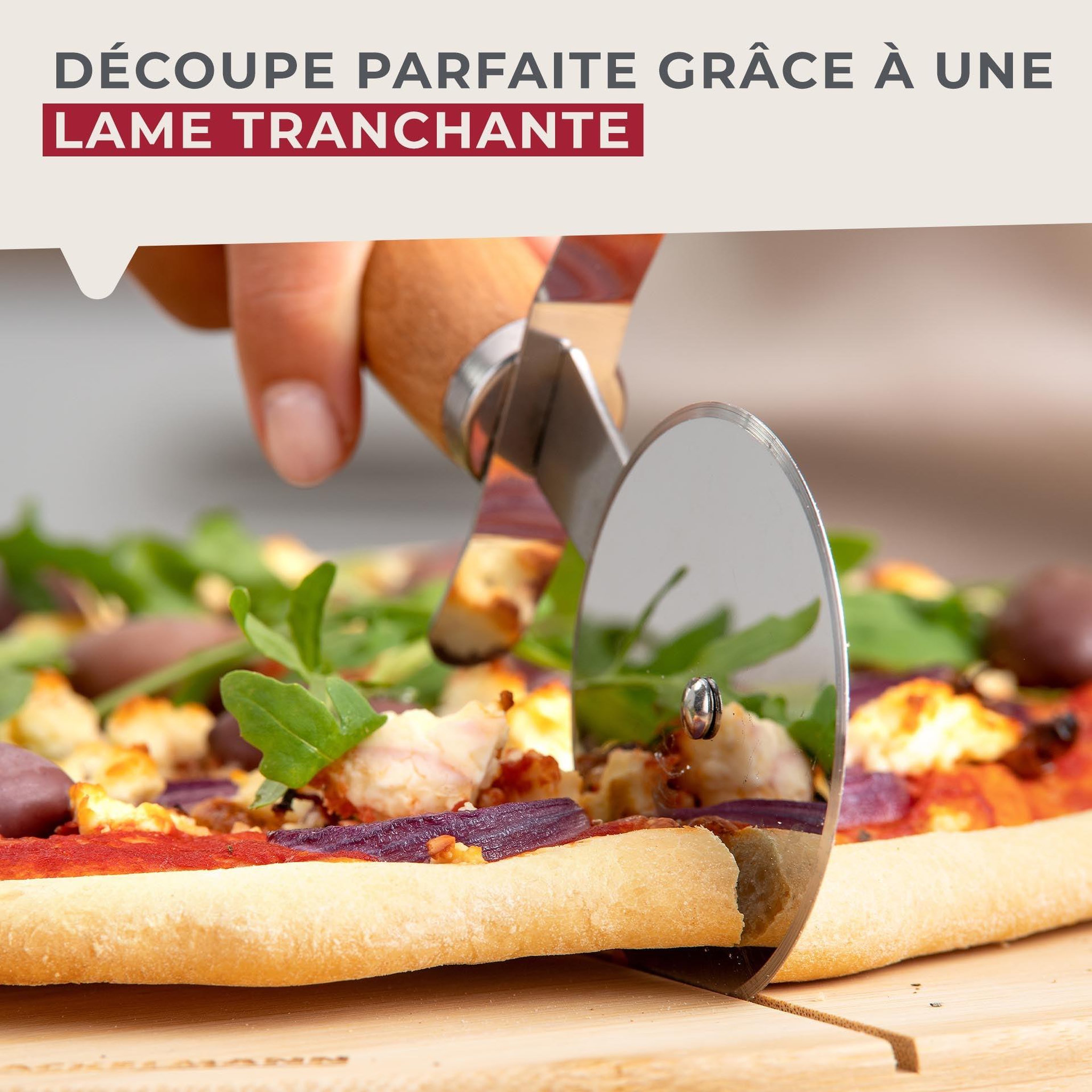 Voir la diapositive 4 : Fackelmann Roulette à pizza manche en bois 31 cm fackelmann pizza & pasta