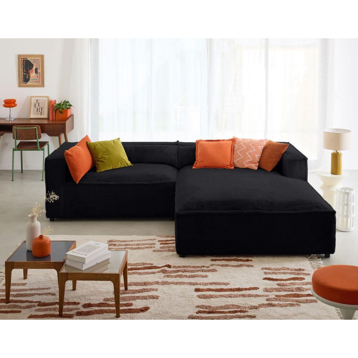 LISA DESIGN Ela - canapé d'angle droit 4 places - en fausse fourrure