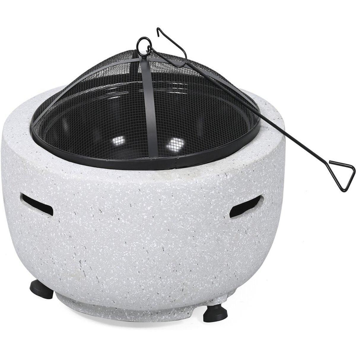 Habitat et Jardin Brasero barbecue en pierre  Volkan  - 60 x 60 x 40 cm - Blanc