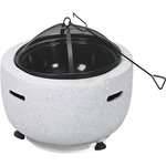 Habitat et Jardin Brasero barbecue en pierre  Volkan  - 60 x 60 x 40 cm - Blanc