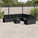 VIDAXL Salon de jardin 11 pcs avec coussins noir resine tressee