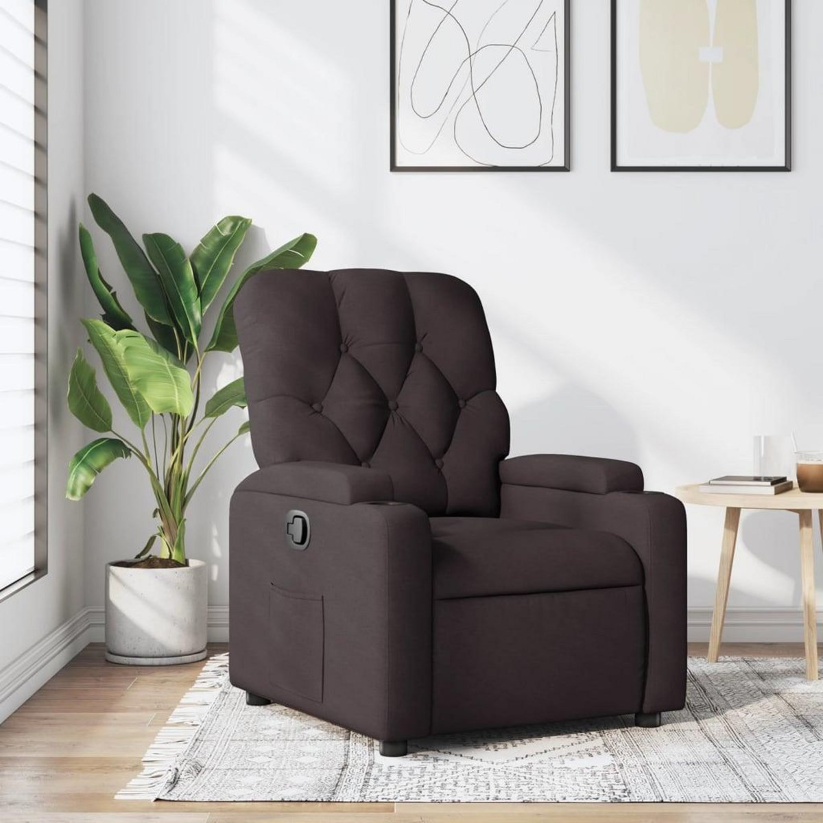 VIDAXL Fauteuil inclinable Marron fonce Tissu